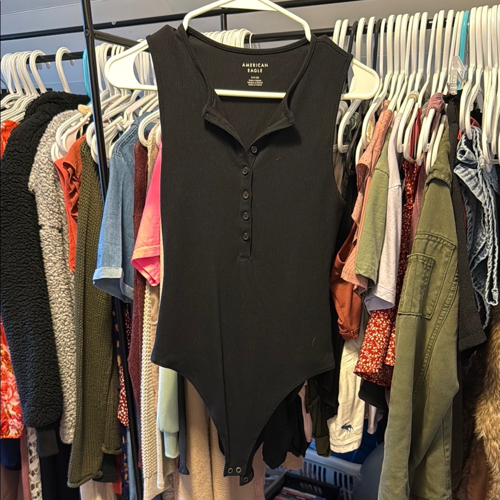 American Eagle Outfitters Black Sleeveless Bodysuit